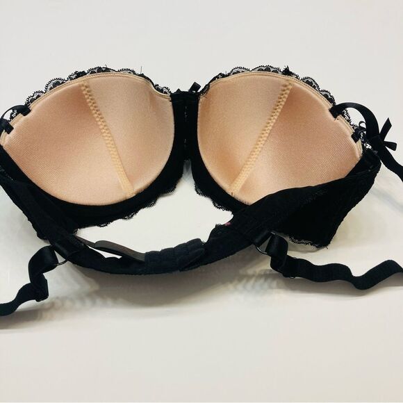 Frederick's Of Hollywood‎ Cynthia Lined Black Lace Balconette Bra Size 34DD NEW - Picture 8 of 13